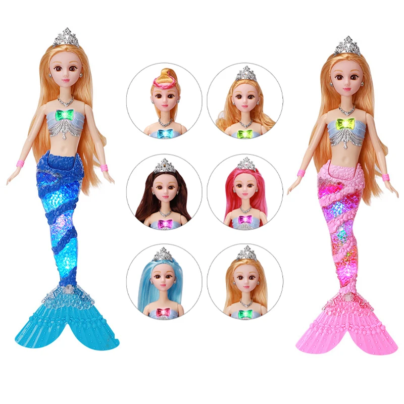 

Красивая фотография, 36 см, с музыкальным светящимся светодиодным радужным светом, хвостом и вьющимися волосами, фотоигрушка для девочек