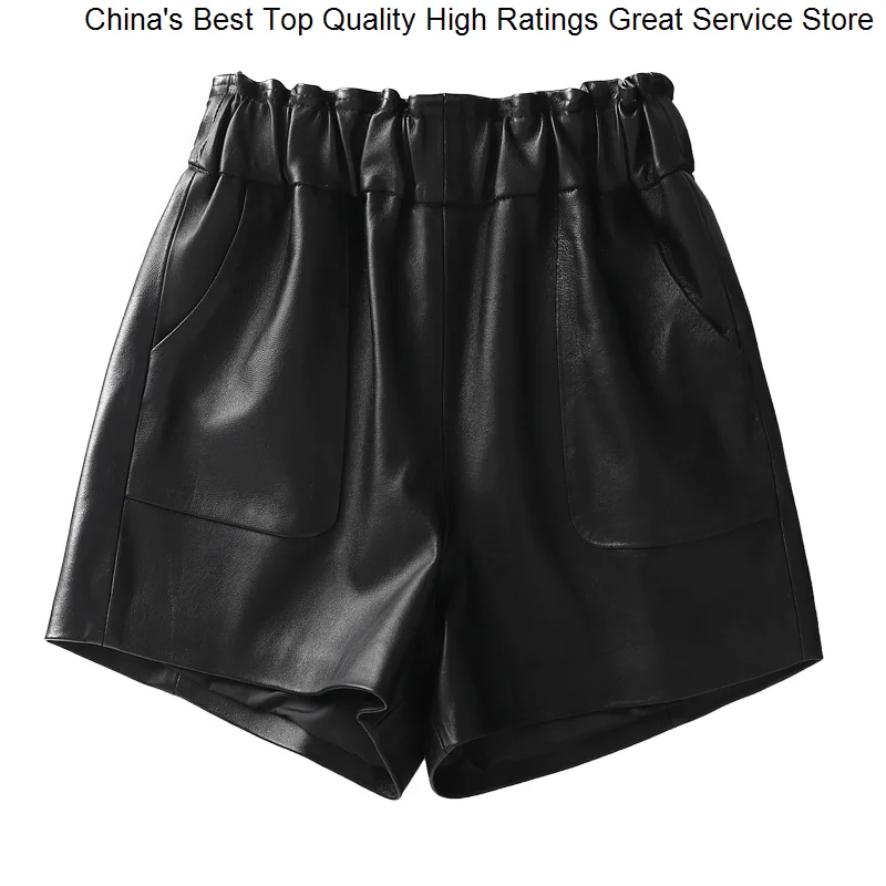 s Hwitex Leather Woman Genuine Women With Belt Femme High Waist Hhaki Causal Mujer Sexy Booty Short HW3080