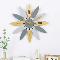 wooden wall clock creative art leaf wall clock nordic brief style living room decorative clock