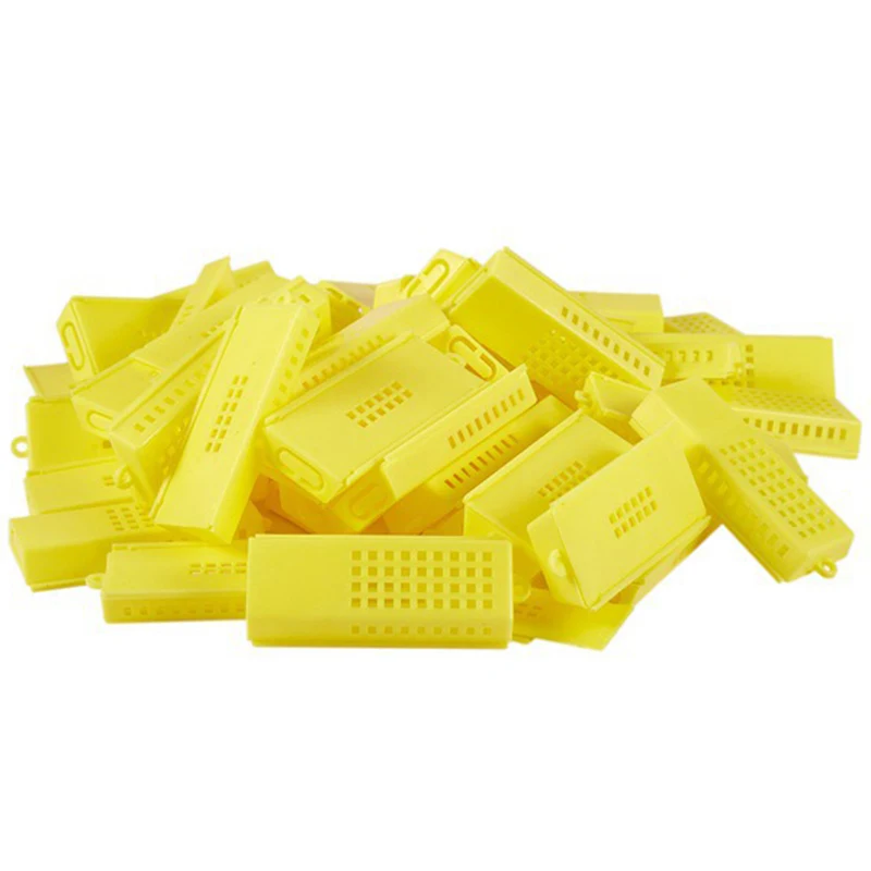

100 Pcs Bee Tools Beekeeping Transport Cages Queen Bee Cages Bee Hive Yellow Bee Isolated Cage Beekeeping