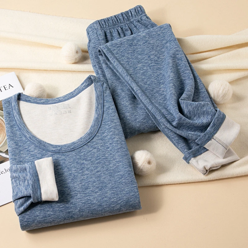 Autumn and Winter Thermal Underwear Sets For Men Women Wool Double Side Brushed Long Johns Thick Warm Couple Thermal Underwear