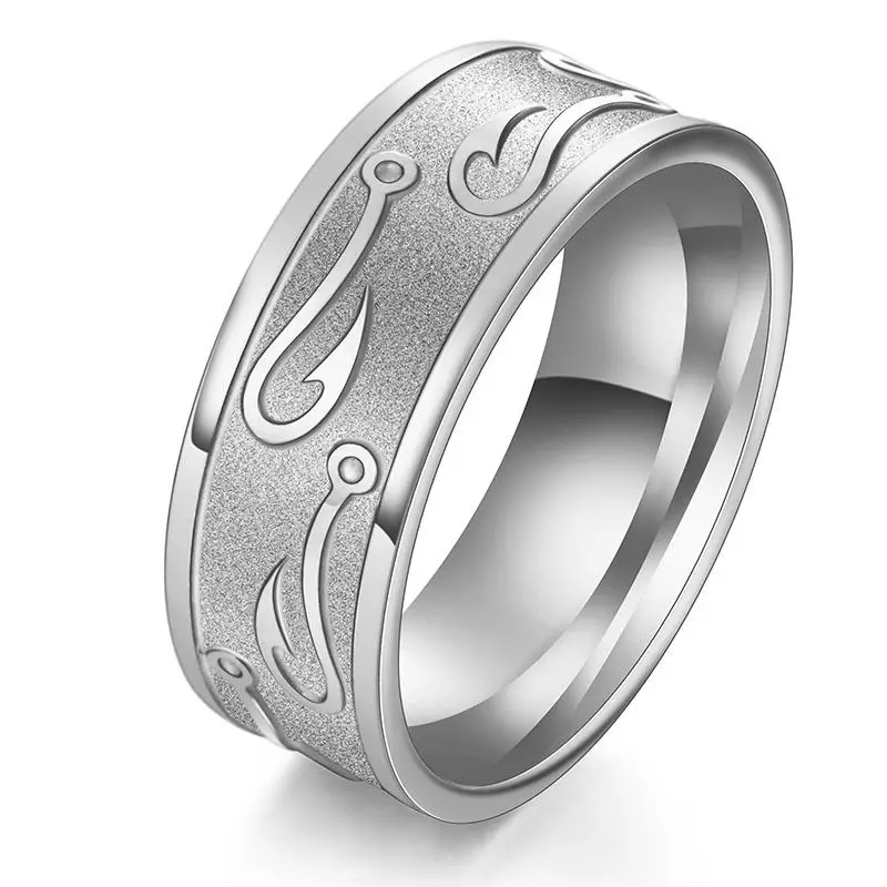 

Alloy Rings Fishhook Fidget Ring Stress Relieving Anxiety Engagement Wedding Promise Band for Women Men Boys Girls