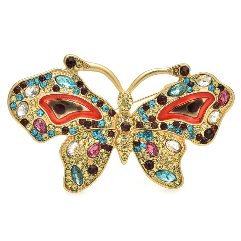 

Wuli&baby Pretty Butterfly Brooches For Women Unisex Multicolor Enamel Rhinestone Shining Insects Party Office Brooch Pins Gifts