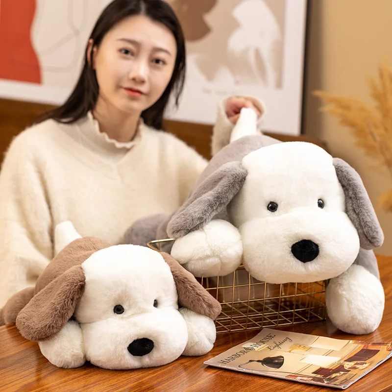 50/70cm Furry Dog Plush Toy Cute Dog Dolls Fluffy Sleeping Pillow Stuffed Animal Pillow Cushion Gift for Children Girl