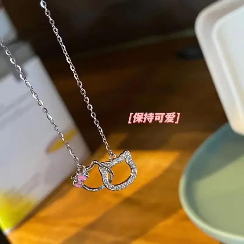 Sanrio Good Luck переплетенное ожерелье Hello Ktty для девочек двойное кольцо цепочка на