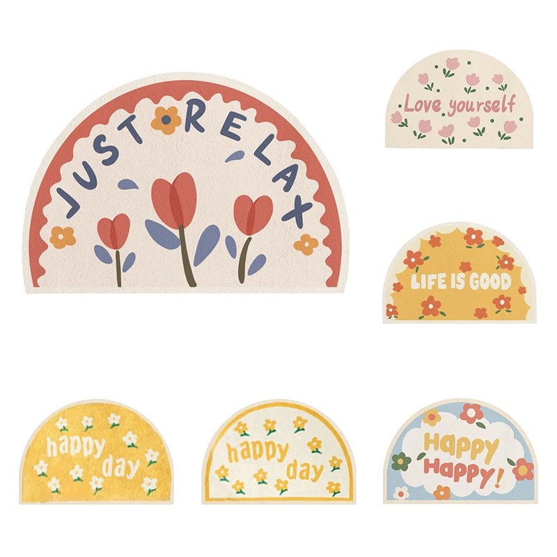 

Flower Non-Slip Bath Mat INS Style Doormat Absorbent Carpets Entrance Rug Balcony Floor Mats Living Room Bathroom Area Rugs