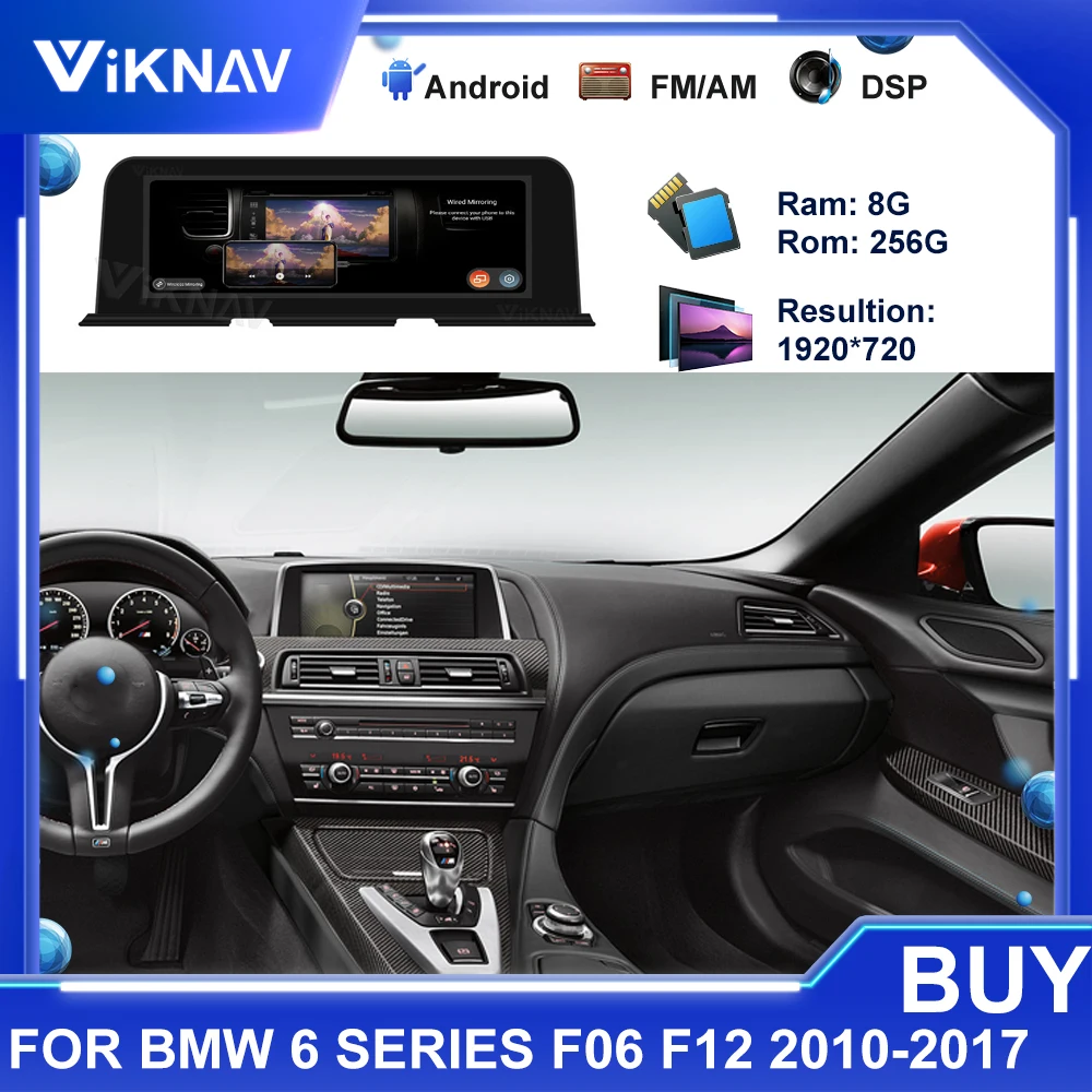 Автомобильный радиоприемник на Android 11 для BMW 6 серии F06 F12 2010-2017 CIC система NBT 12 3