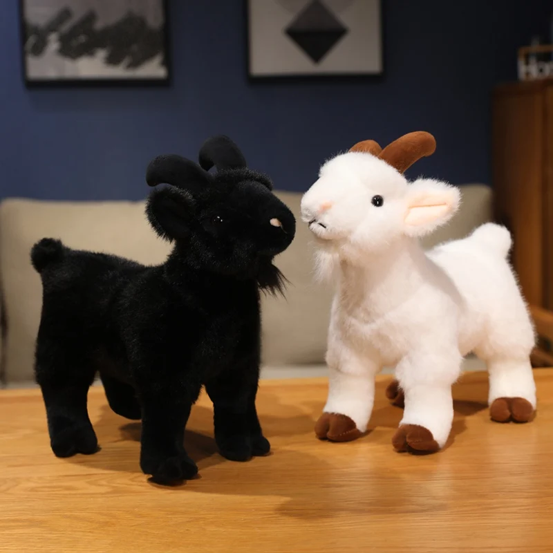 Новые плюшевые игрушки в виде козы имитация белая черная кукла-овца мягкие