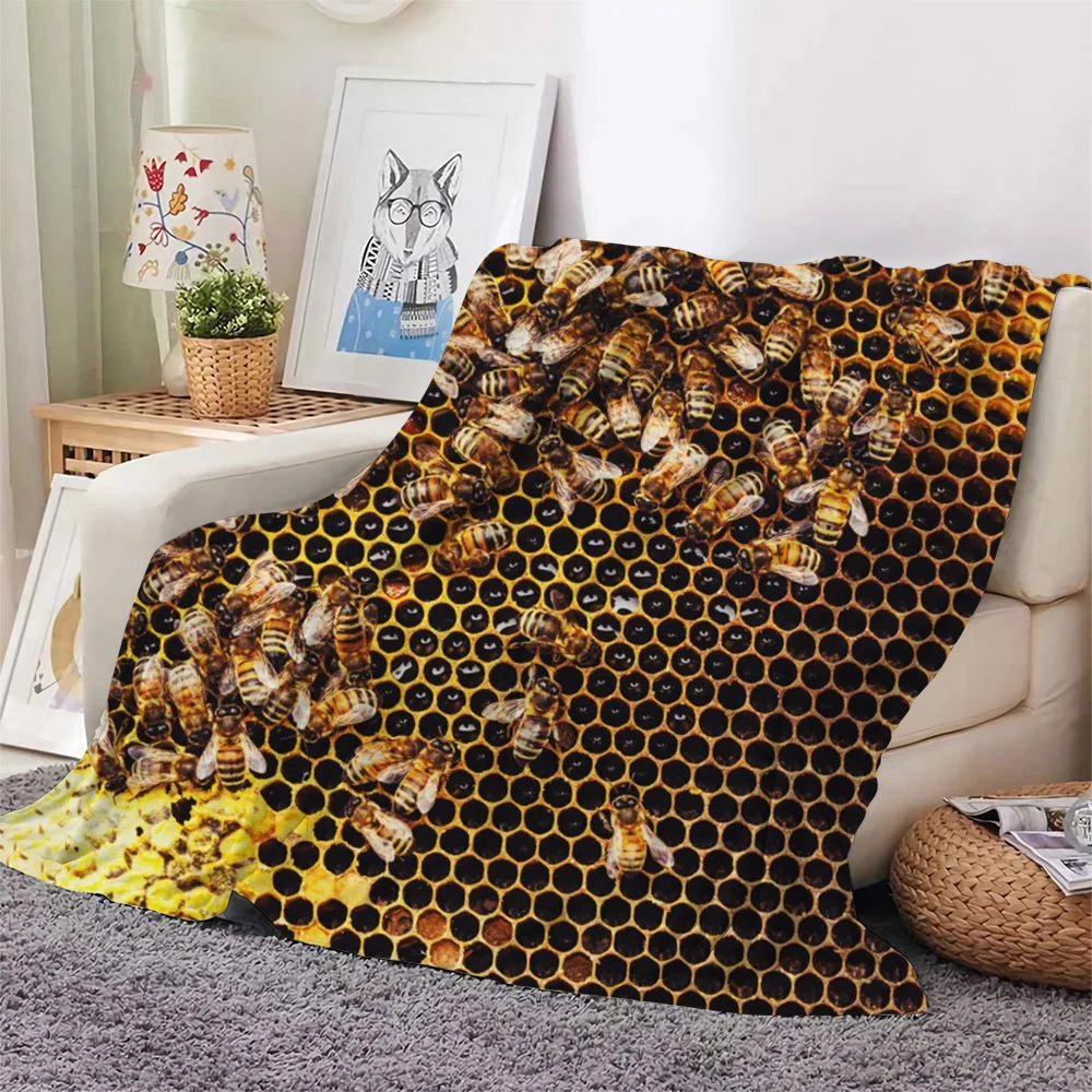 

CLOOCL Fashion Blanket Insect Bee Honeycomb 3D Print Flannel Blanket Throw Blanket Home Decor Office Nap Blanket Drop Shipping