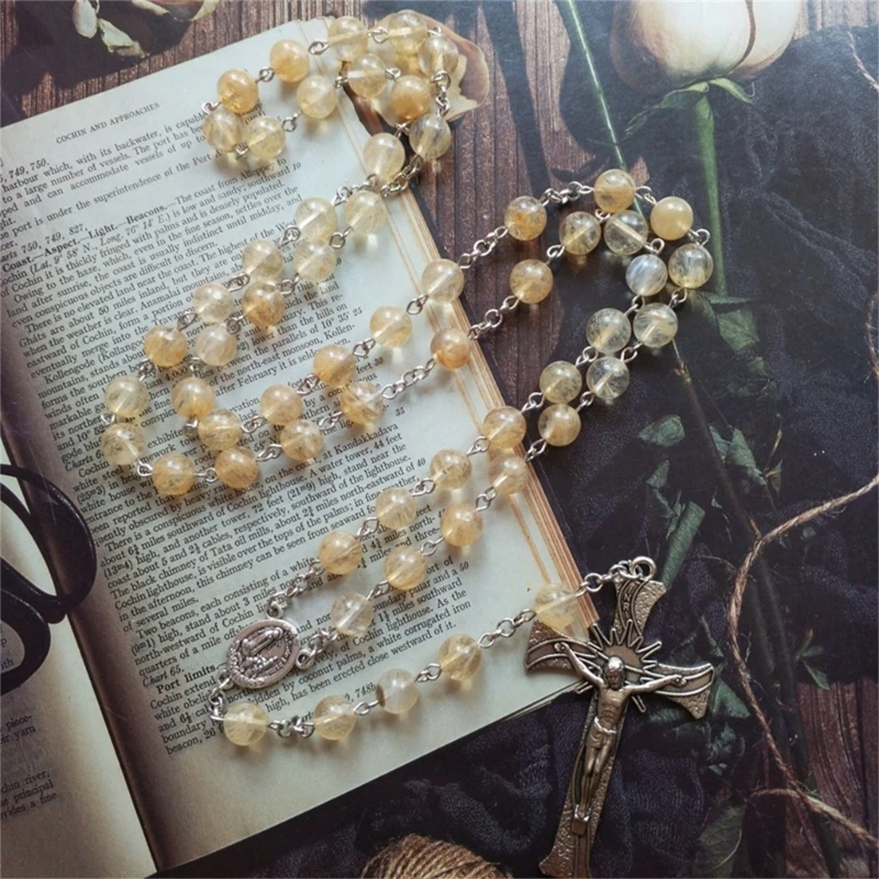 Четки Распятие Крест Ожерелье Натуральные Бусы Католический Ювелирный Подарок