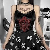 goth emo embroidery gothic aesthetic crop tops women grunge black punk sexy bodycon chemise fashion alternative apparel