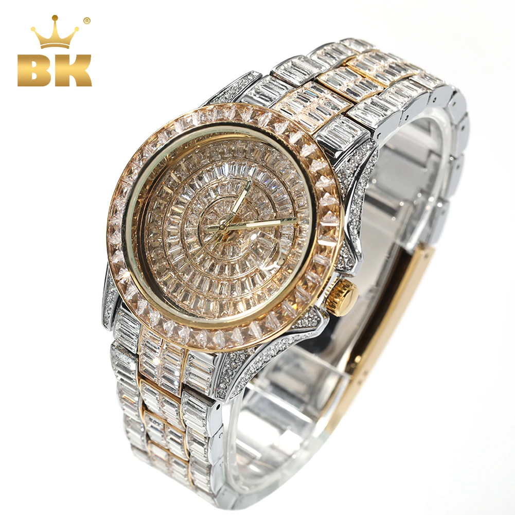 THE BLING KING Men Women's Watch Iced Out Quartz Clock Luxury Top Quality Rhinestone Automatic Business Waterproof Wrist Watches