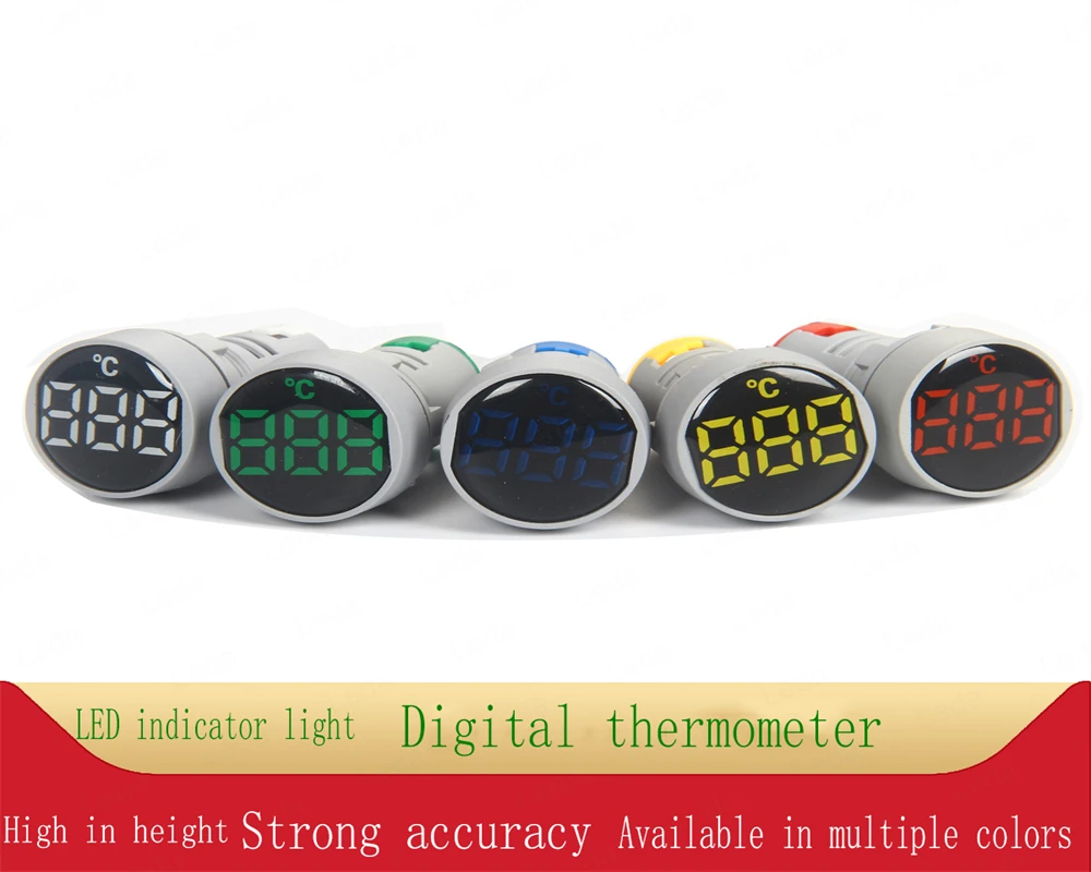 

1PCS AD101-22Hz Circular Crystal Film Digital Display AC Thermometer Signal Light Indicator LED Highlight Aperture 22m AD16-22Hz