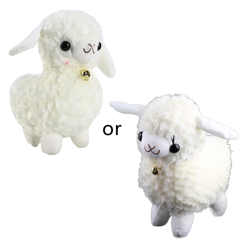 

Lamb Short Plush Toy Cartoon Standing Stuffed Doll with Bell Soft Toy for Kids