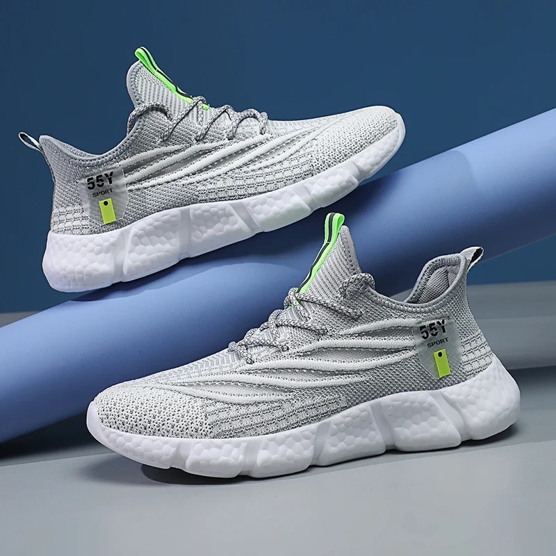 2022 New Men's Sneakers Breathable Casual Running Shoes Non-Slip Stable Summer Sports Sock Footwear Comfortable Jogging Zapatos