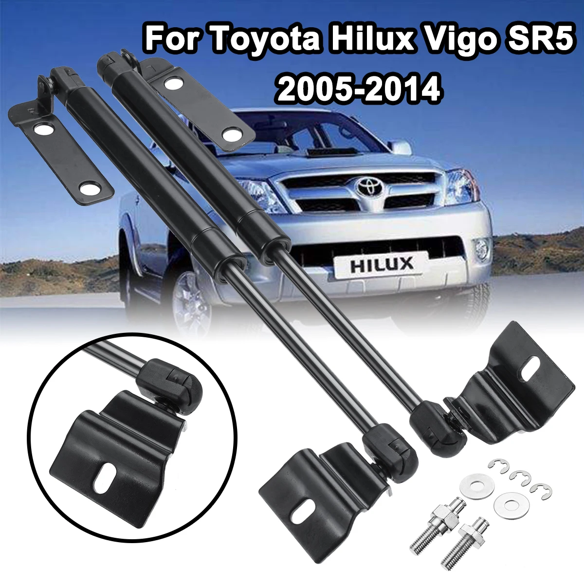 

3pcs Car Struts Bars Front Bonnet + Tailgate Gas Lift Support Support Rod Replace For Toyota Hilux Vigo SR5 2005-2014