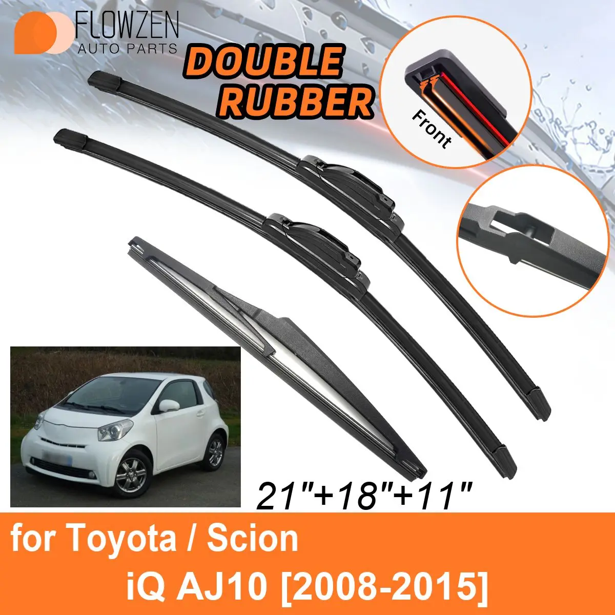 Двойные резиновые автомобильные дворники для Toyota / Scion iQ AJ10 2008-2015 аксессуары