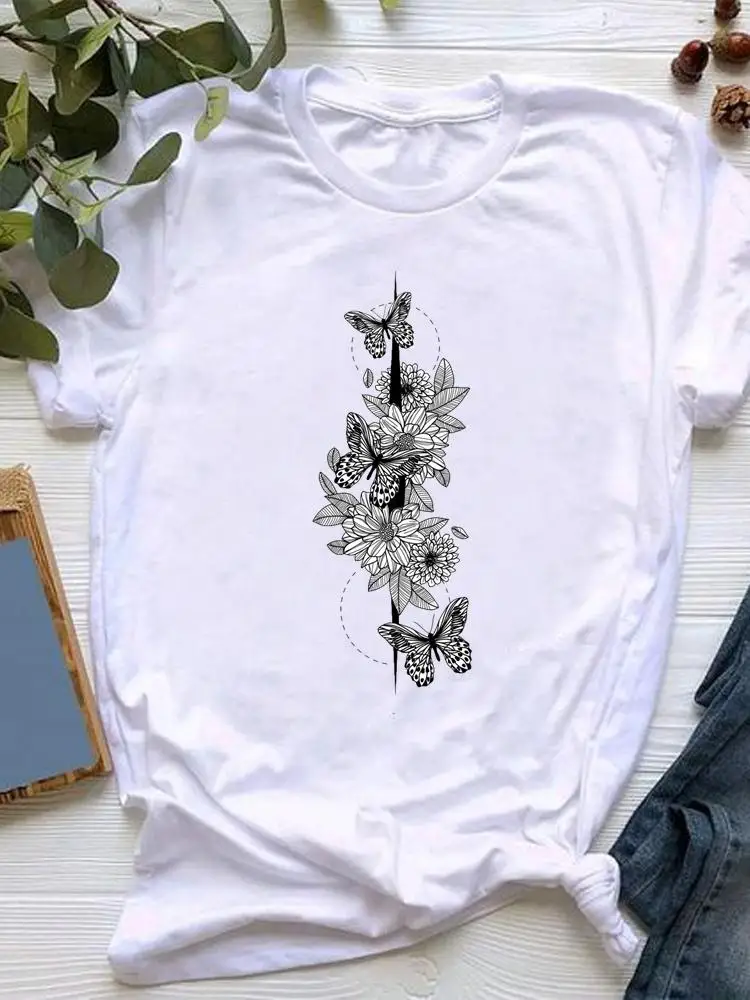 

butterfly watercolor cute Clothing Short Sleeve Summer Women Clothes Graphic T-shirt Fashion Kawaii Basic Tee Top Print T Shirt