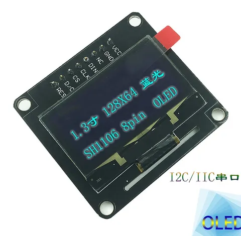 1,3-дюймовый 8-контактный белый/синий OLED-экранный модуль SH1106 Drive IC 128*64 Интерфейс I2C/SPI