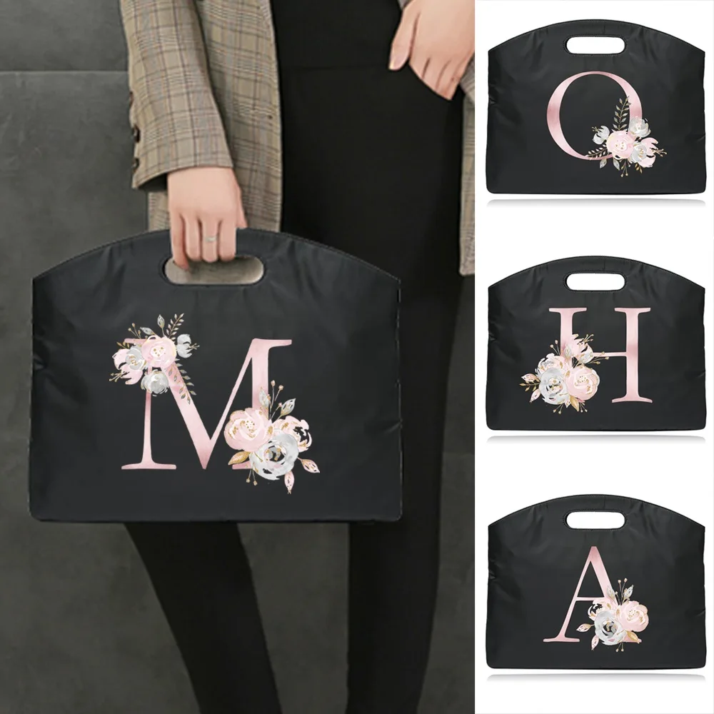 

2022 Briefcase Laptop Bag Case for MacBook Air 13 Trend Handbags Light Business Briefcase Pink Flower Letter Name Printing Tote