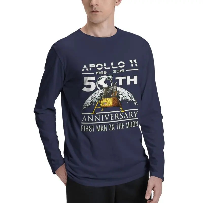 Футболка с длинным рукавом и лунным ландером США на годовщину 50-летия Аполлон 11