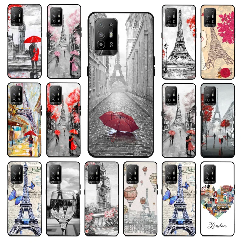 

London Eiffel Tower Lover Autumn Maple Phone Case for OPPO A54 A74 A94 A53 A53S A9 A5 A15 A91 A95 A73 A31 A52 A93 A92