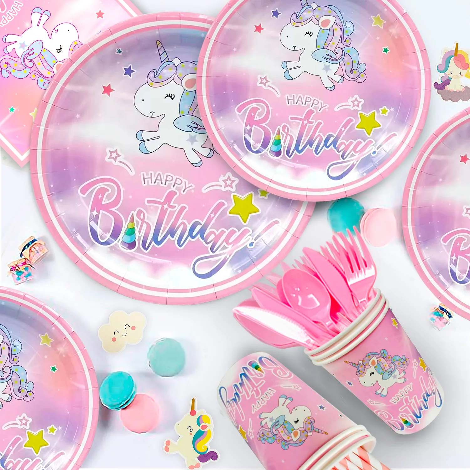 178 Шт. Набор Тематических Принадлежностей Для Вечеринок С Единорогом Девочек