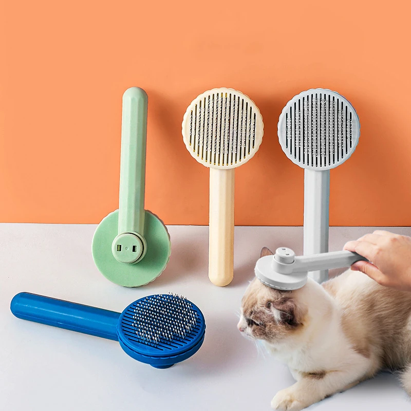 

Pet Comb Hair Removes Cat Brush Dog Grooming Hair Cleaner Loose Underlayers and Tangled Hair Self-Cleaning Beauty Slicker Brush