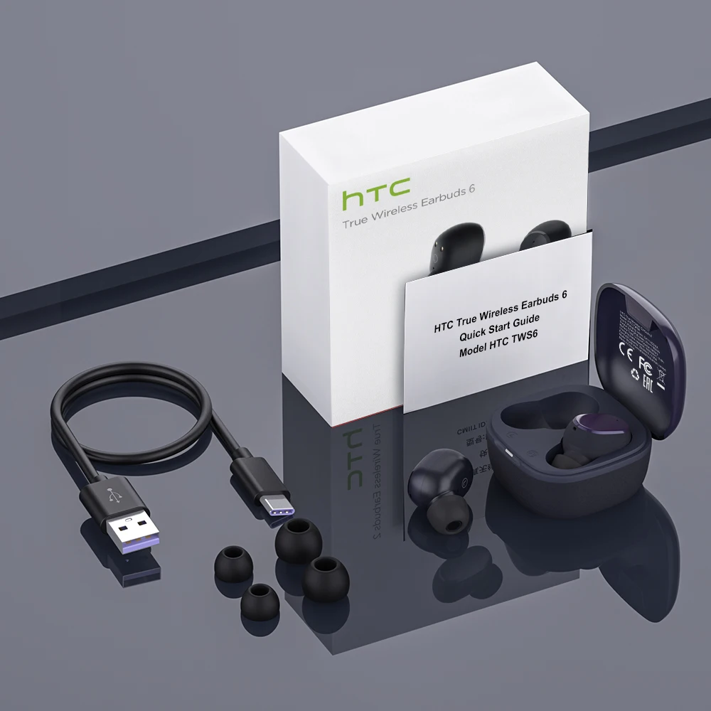 Original HTC TWS6 Fone De Ouvido In-ear Sem Fio Bluetooth5.3 Headphones Wireless Earphones Touch Control Noise Reduction Earbuds images - 6