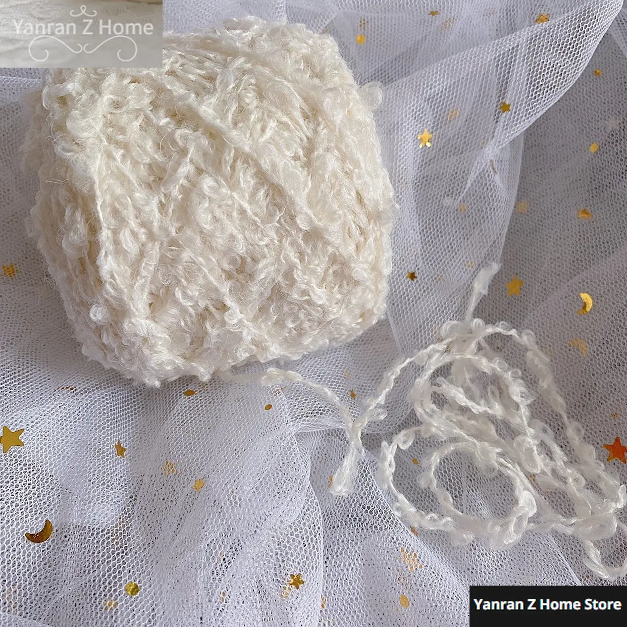 

50g Off White Wool Yarn Loop Thread Handwoven Knitting Doll Hair Thread Earphone Cover Little Sheep Roll Wool Ball Yarn Crochet