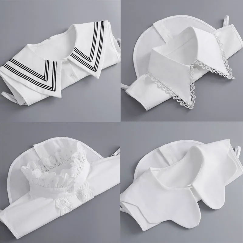 

New White Fake Collar Shirt Women Detachable Shirt Collar Lace False Collar Lapel Blouse Women Clothes Accessories Tie Faux Col
