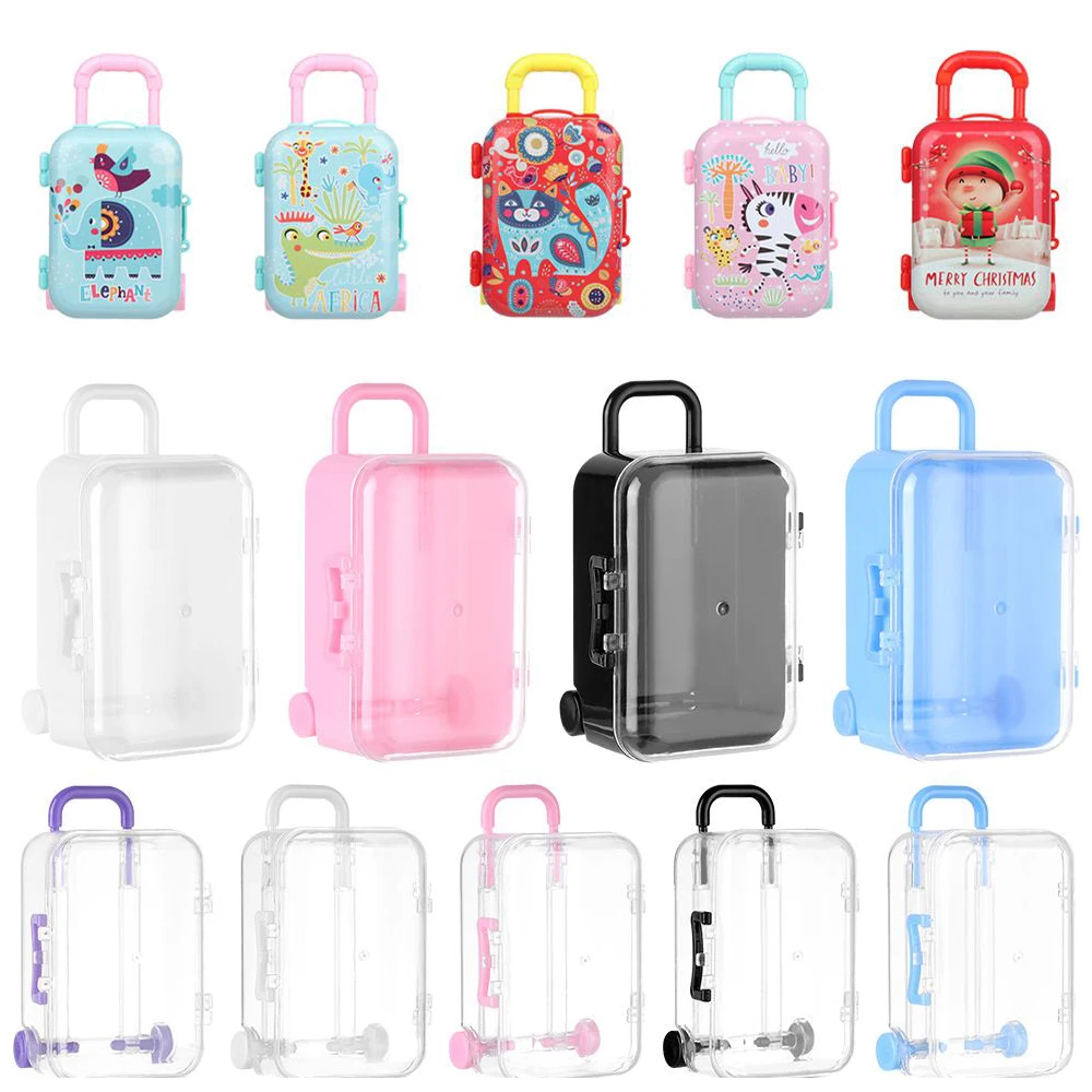 

Plastic Mini Suitcase for Dolls Miniature Toys Trunk Dollhouse Decoration Lovely Small Clutch Jewellery Box Doll Handbag