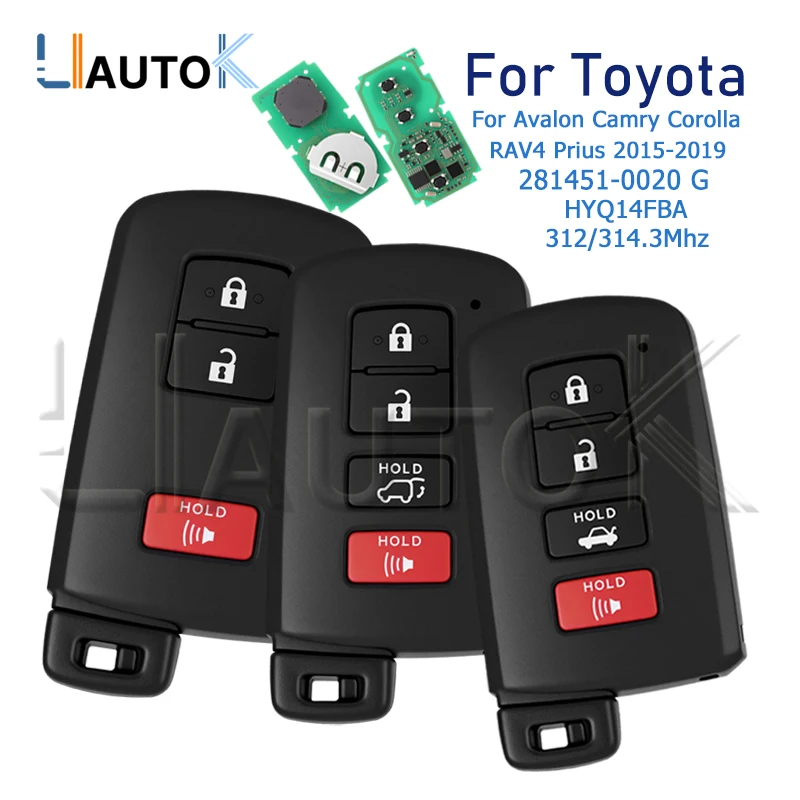 Фото 281451-0020 G Автомобильный ключ для Toyota Camry RAV4 Prius Avalon Corolla 2015-2019 с функцией бесключевого доступа, 312/314 МГц, смарт-ключ с дистанционным управлением №2