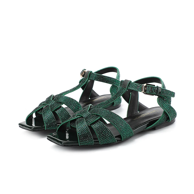 Water Diamond Fish Mouth Shoes Casual Fashion Flat Bottom Women's Sandals Outdoor Open Toe Women's Slippers Brand Single Shoes