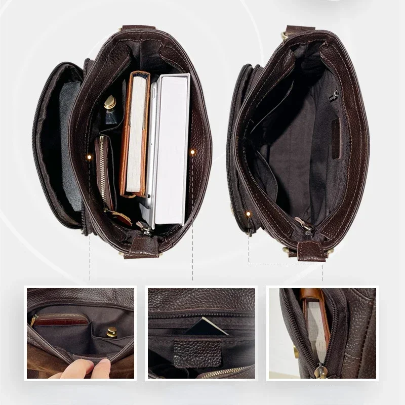 Винтажная мужская сумка через плечо из натуральной кожи небольшой