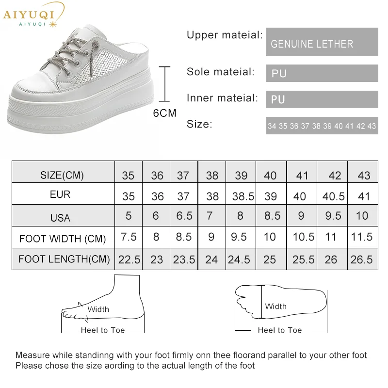 AIYUQI Slippers Women Platform High Heel Closed Toe Women Slippers Summer Mesh Hollow Women's Half Slippers