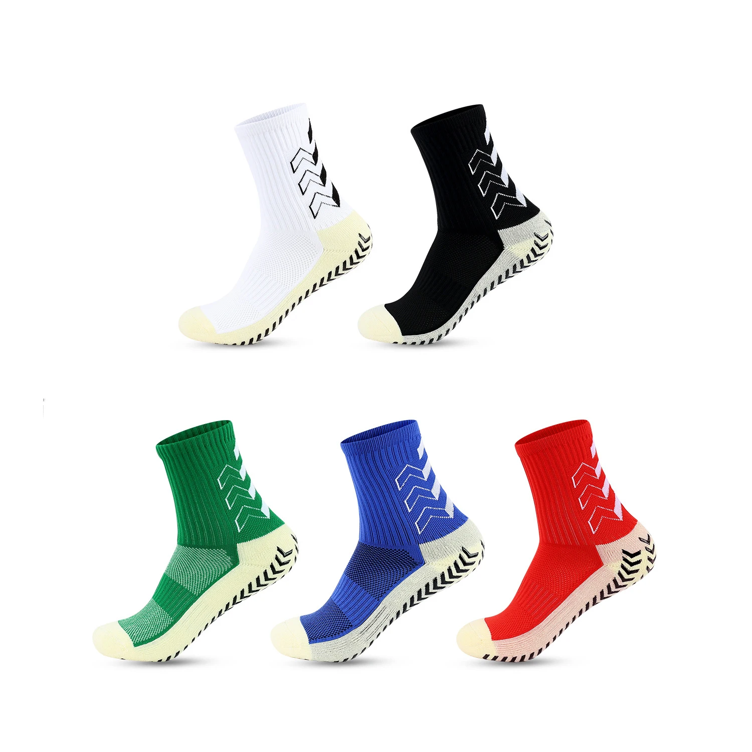 5 Pairs Professional Men and Women Mid-tube Football Dispensing Socks High Quality Non-slip Towel Bottom Running Sports Socks