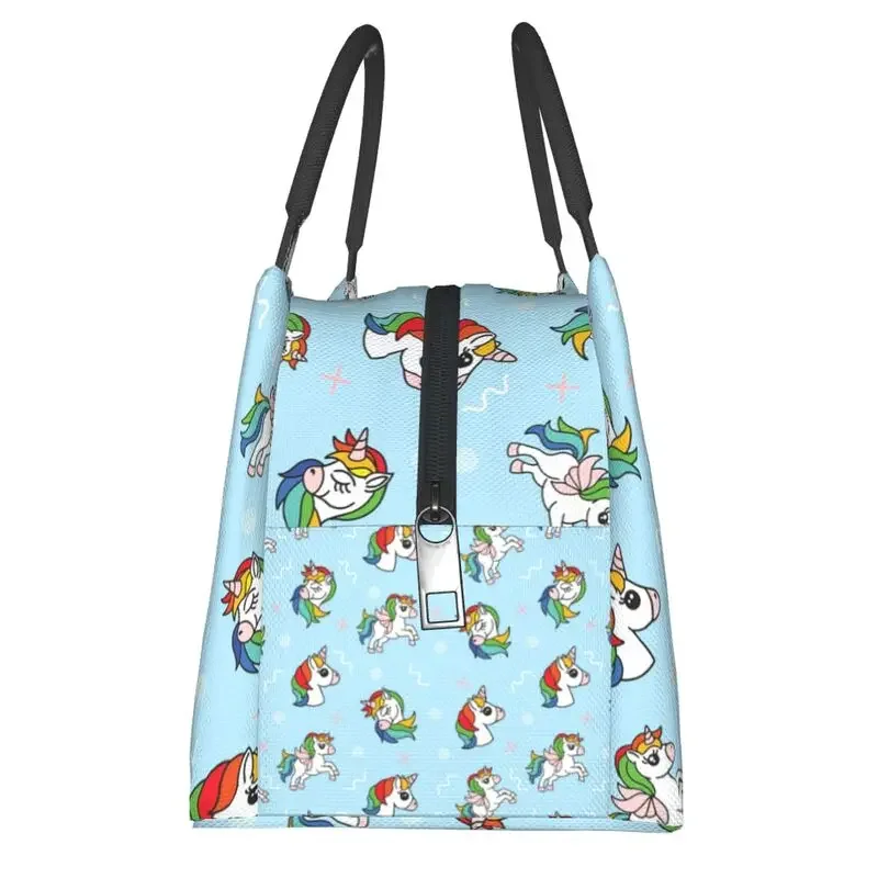 Милая изолированная сумка для обеда с волшебным единорогом школы офиса