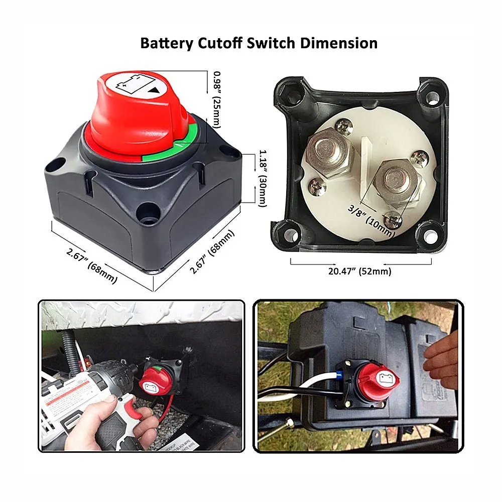 Auto Battery Disconnect Switch 12V 24V 48V Marine 300A Car Dual Battery Switch 3 Position Battery Selector Switch for Car Boat enlarge