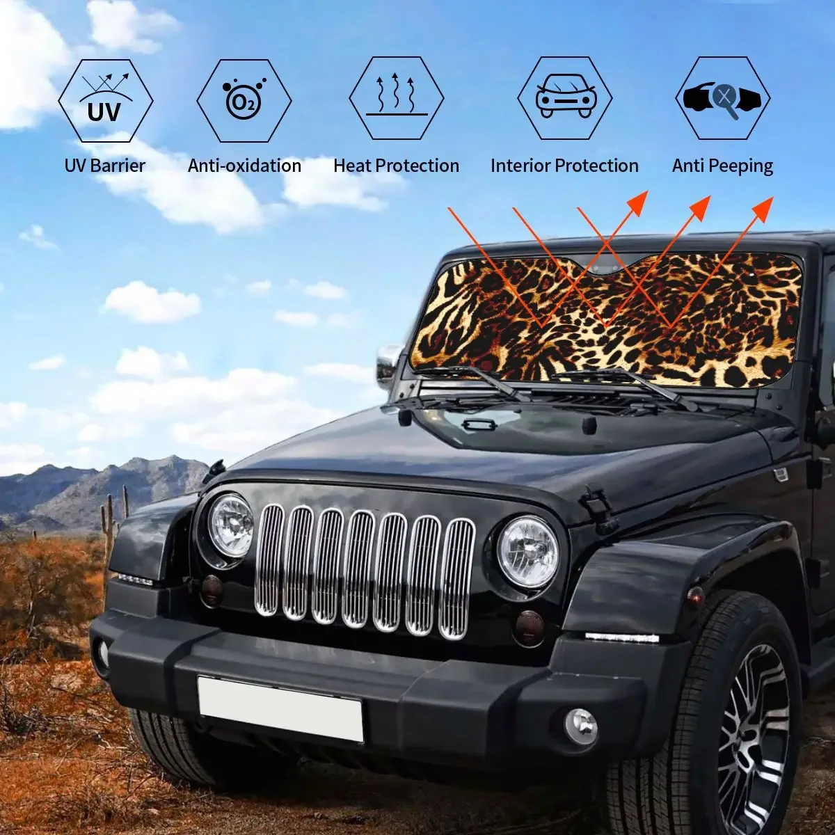 Парабреза с леопардовым изображением 70x130 см