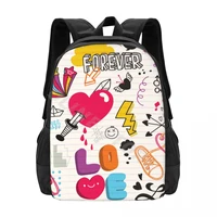 love doodle drawing collection cartoon school bags fashion backpack teenagers bookbag mochila casual backpack