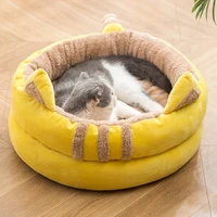 semi enclosed cat litter comfortable plush kennel autumn and winter plush warm cat house cat practical sleep for pet supplies