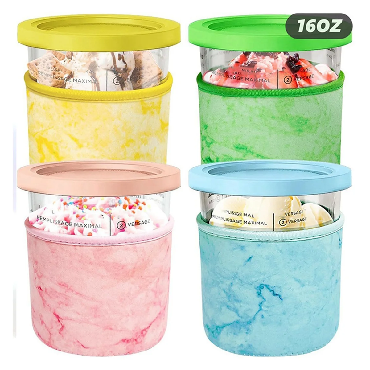 Упаковка из 4 неопреновых рукавов для мороженого 16 унций ниндзя Creami Deluxe Accessories