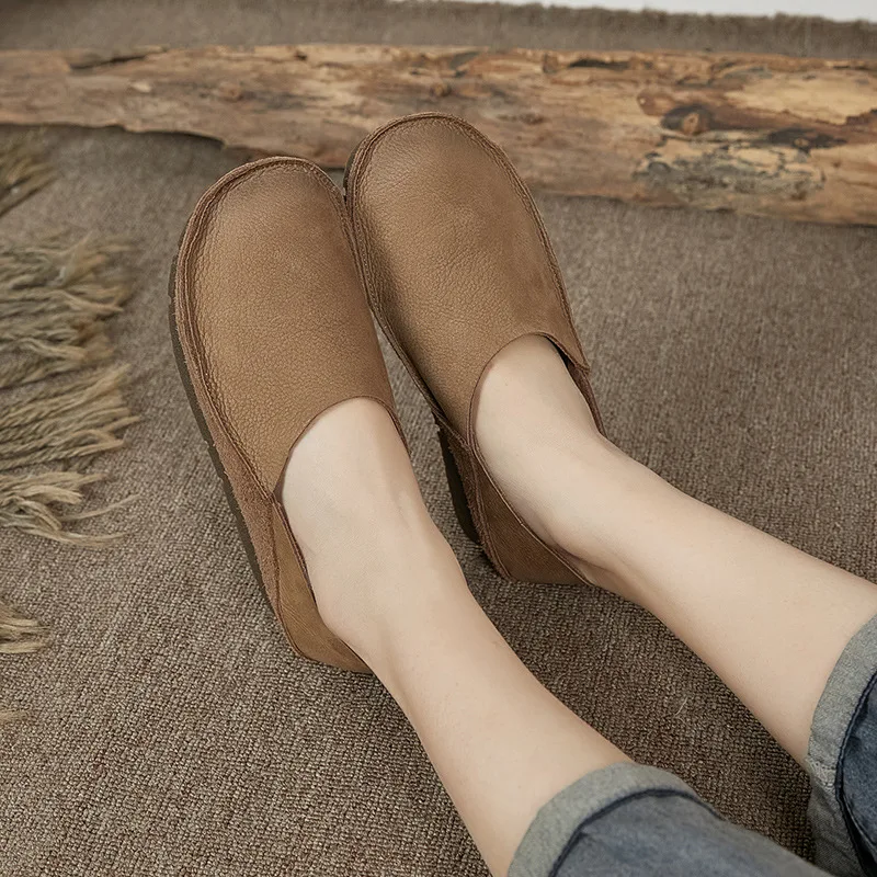 ALA Rising | Винтажная обувь из натуральной кожи для женщин 2024 новый стиль простая