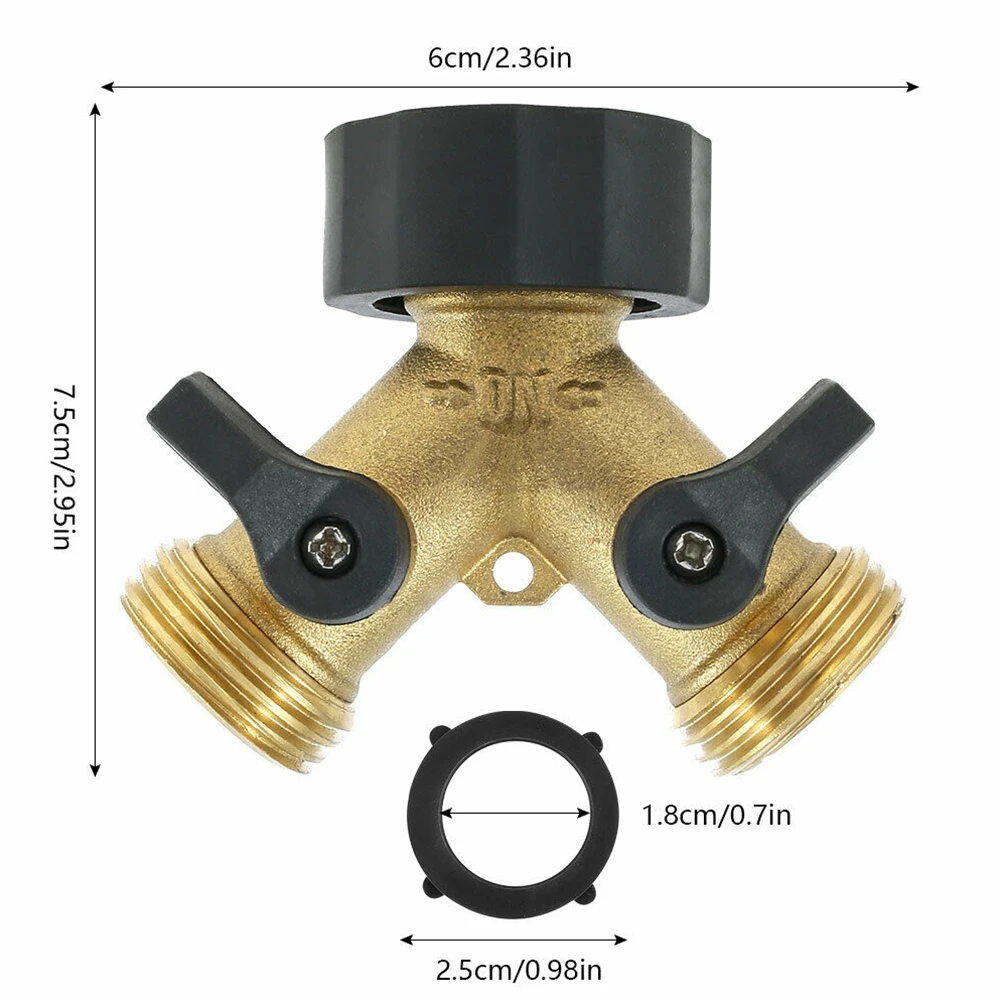 

1 X Tap Adaptor 2 Way Brass Tap Adaptor Y Splitter Washing Irrigation Valve Water Splitter Quick Connector Garden Hose Splitter