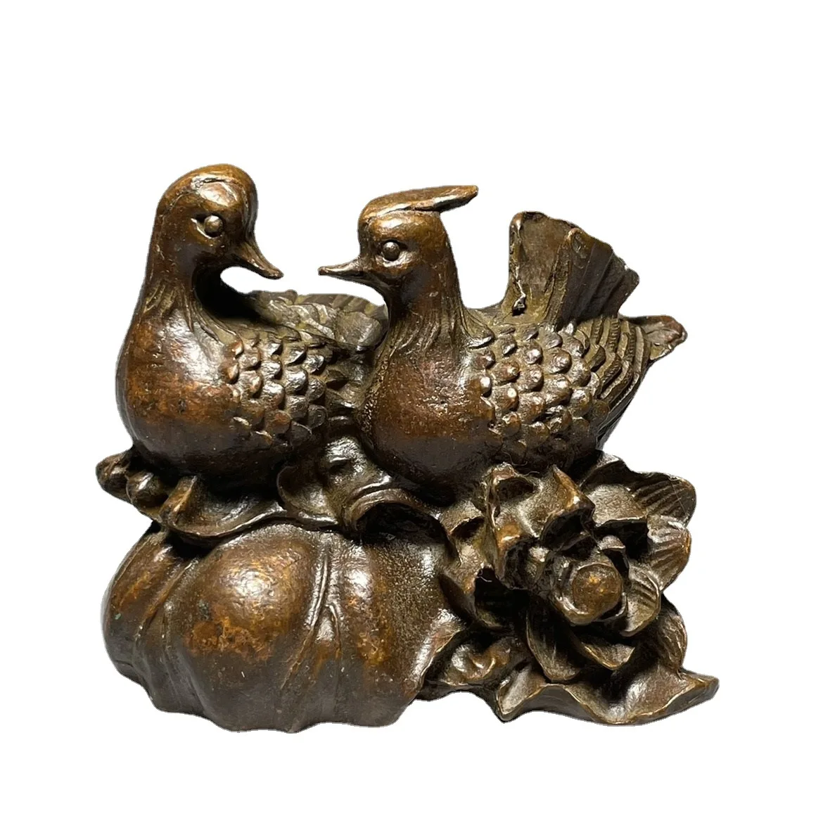 

Ancient Copper Wrapped Mandarin Ducks and Harmony Beauty Gifts, Peach Blossom Home, Bedroom, Fengshui Decoration Decoration