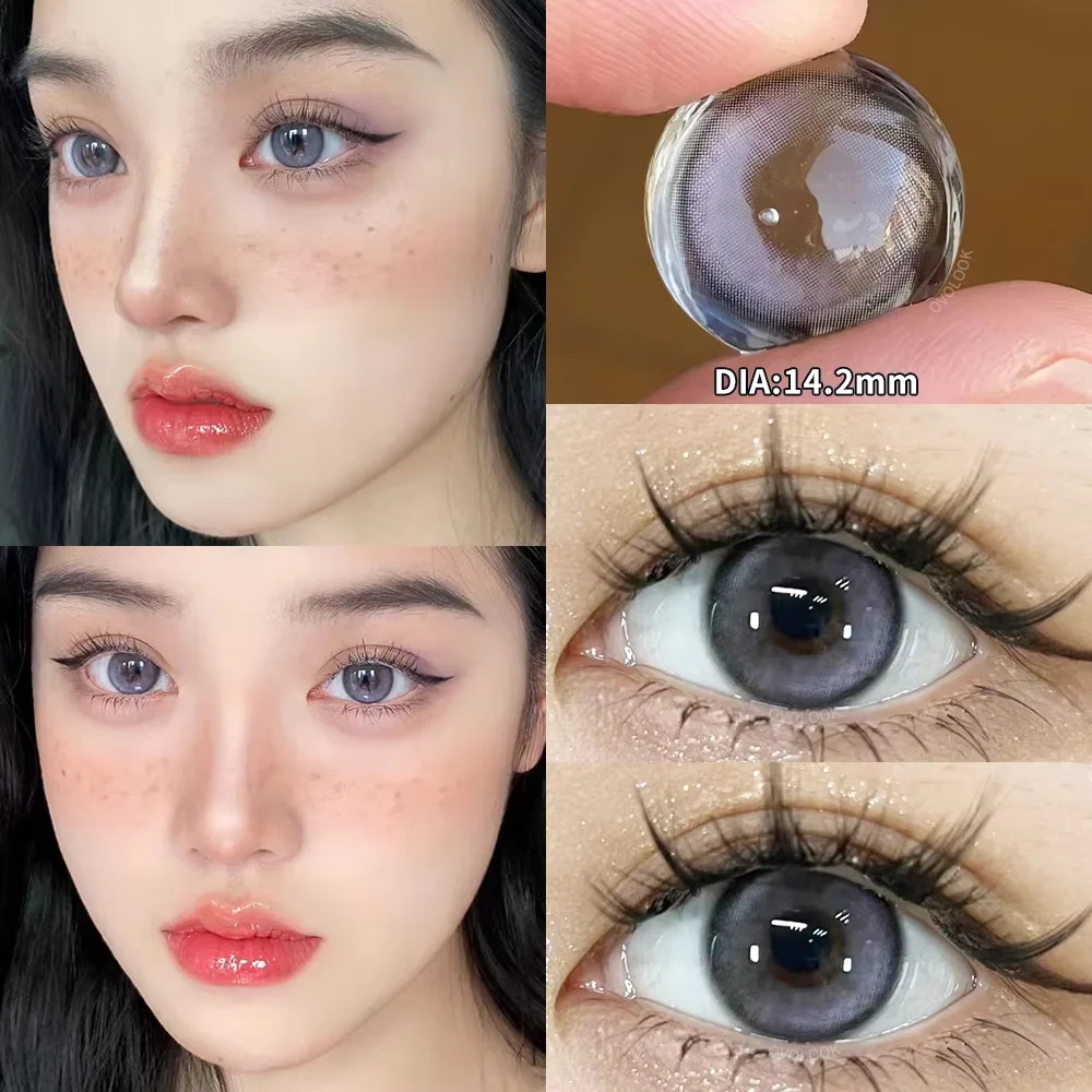 Фото OVOLOOK-1 пара цветных контактных линз по рецепту для глаз, линзы для близорукости с диоптриями, контактный цвет, синий, фиолетовый, коричневый, зеленый №1