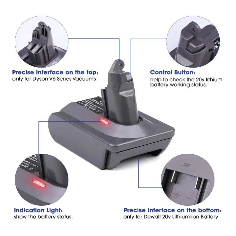 Сменный Адаптер для аккумулятора Dewalt 18 в 20 преобразователь литий-ионной батареи