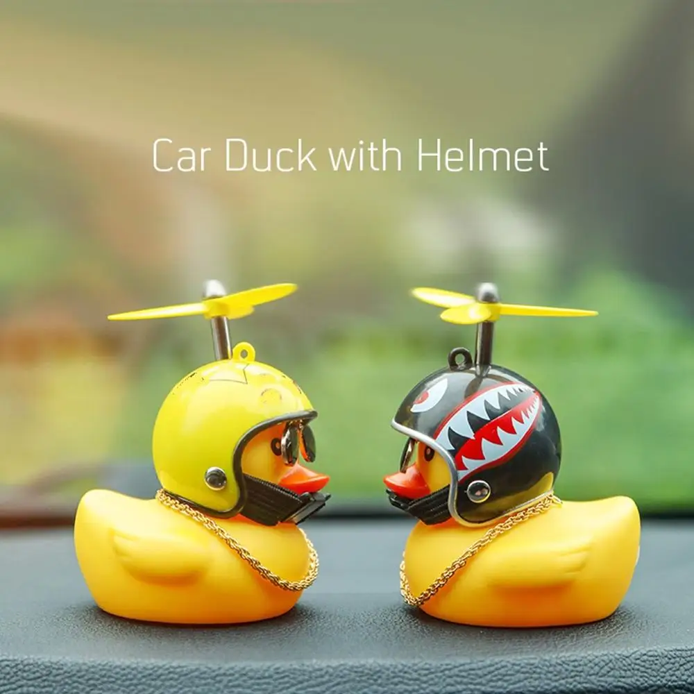

Road Bike Motor Riding Cycling Car Decor Duck Broken Wind with Helmet Car Accessories Without Lights Small Yellow Duck