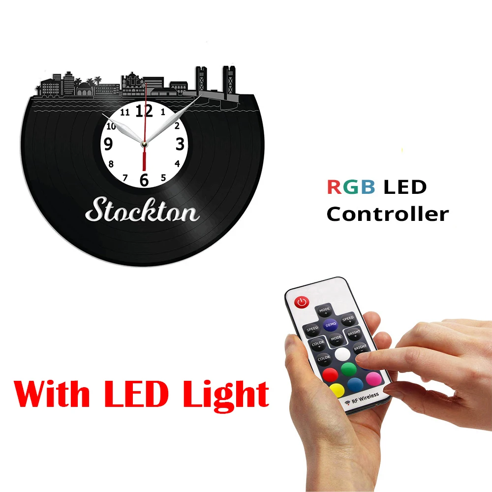 

Виниловые настенные часы Stockton Skyline для домашнего декора, настенные часы для гостиной, кухни, 12 дюймов